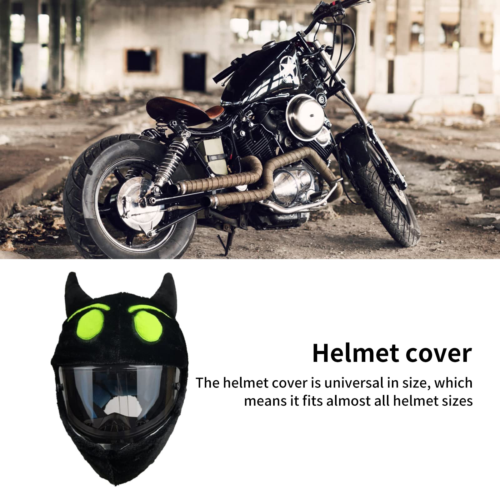 Towwoo Copricasco Moto Peluche, Custodia Protettiva per Casco in Cartone Animato, Copertura Universale per Uomini e Donne (Nero), Taglia Unica