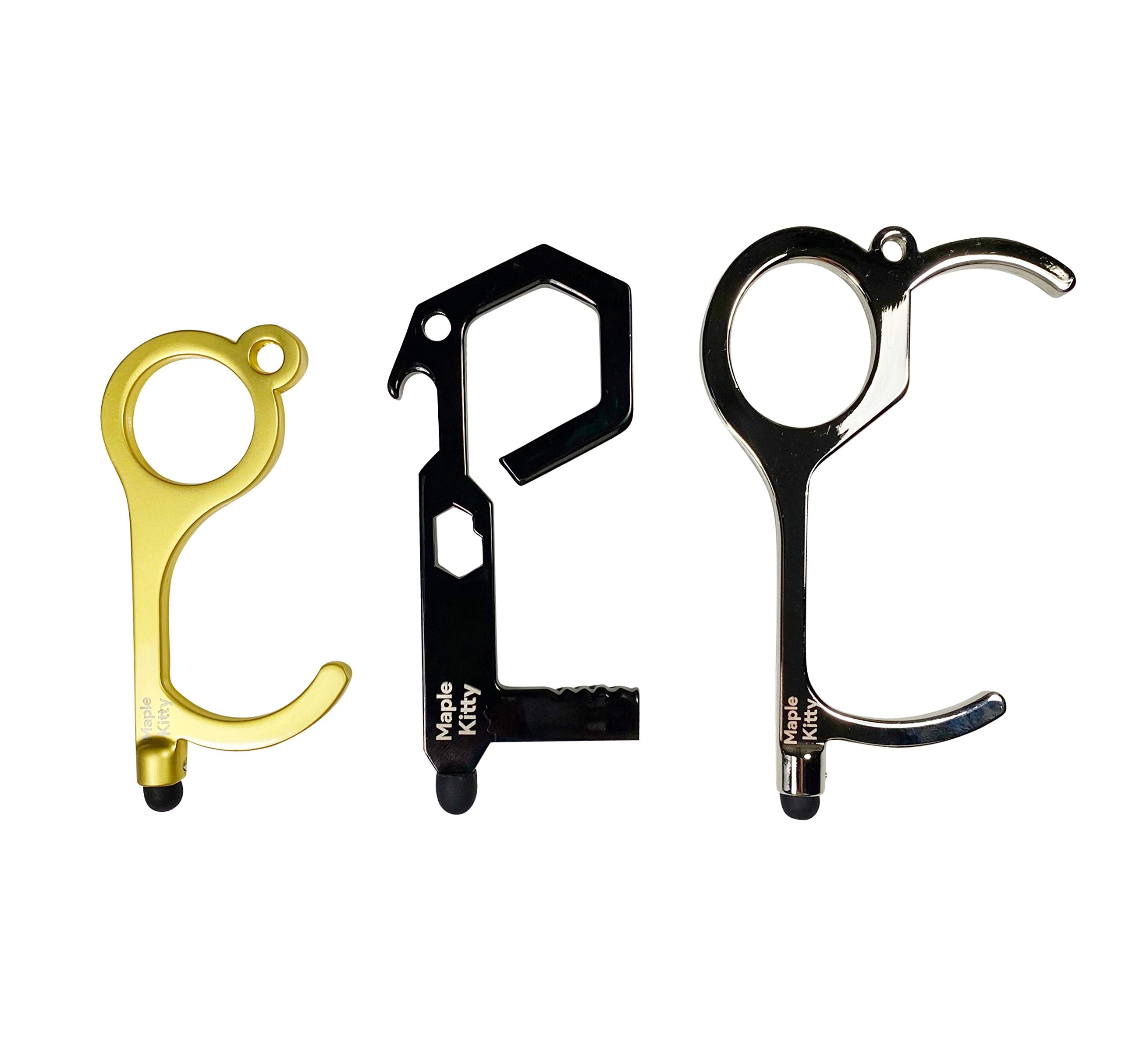 No Touch Door Opener (3 PC) | Clean Keys Button Pusher Stylus | Touchless Hands Free Sanitary Germ Utility Tool for Germaphobe | Elevator stick | EDC Keychain | No Contact Handle | Multiple Openers