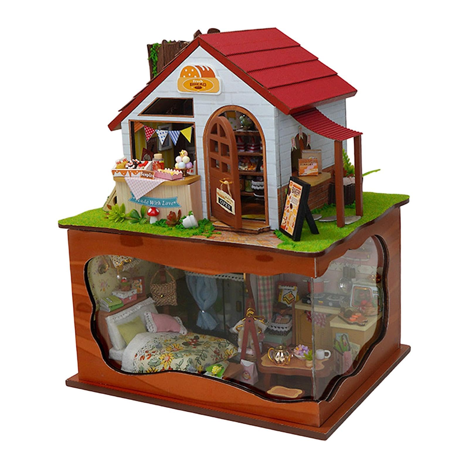 harayaa Kit Fai da Te per Casa in Miniatura, Diorama da Comodino, Costruzione di Una Casa, Panetteria in Miniatura Fai da Te