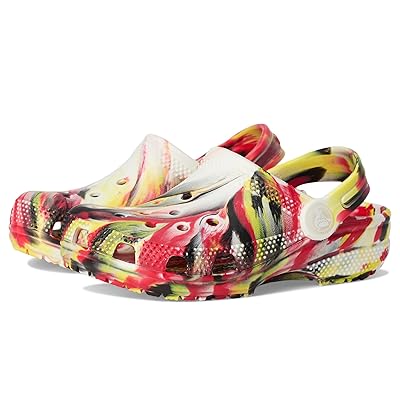 Crocs Kids Classic Marbled Tie Dye Clogs (Toddler) Kids Shoes Varsity Red/Multi