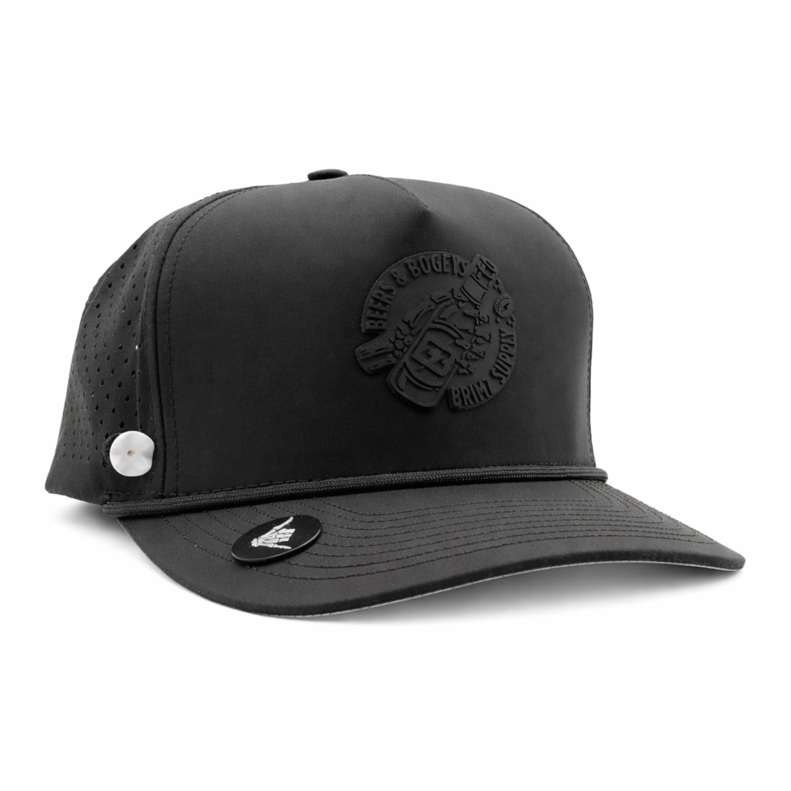 BRIMZ Golf Performance Hat - Tee Holder &amp; Magnetic Brim - Breathable Sweat &amp; Water Resistant Golfing Snapback Cap