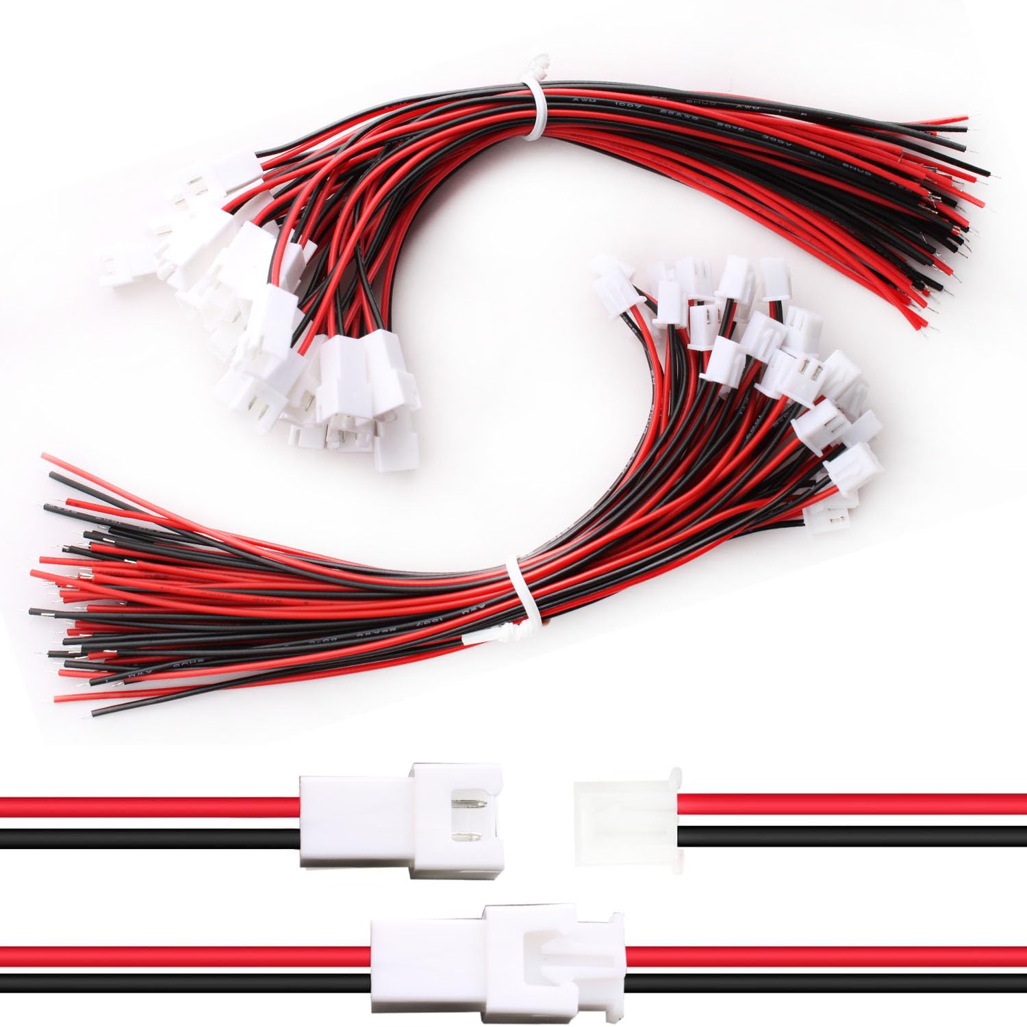 60 Pezzi (30 Paia) JST Connettore Mini 2.54 XH 2 Pin Maschio e Femmina Con Cavo 150mm 26AWG, Micro Elettrico Spina Presa