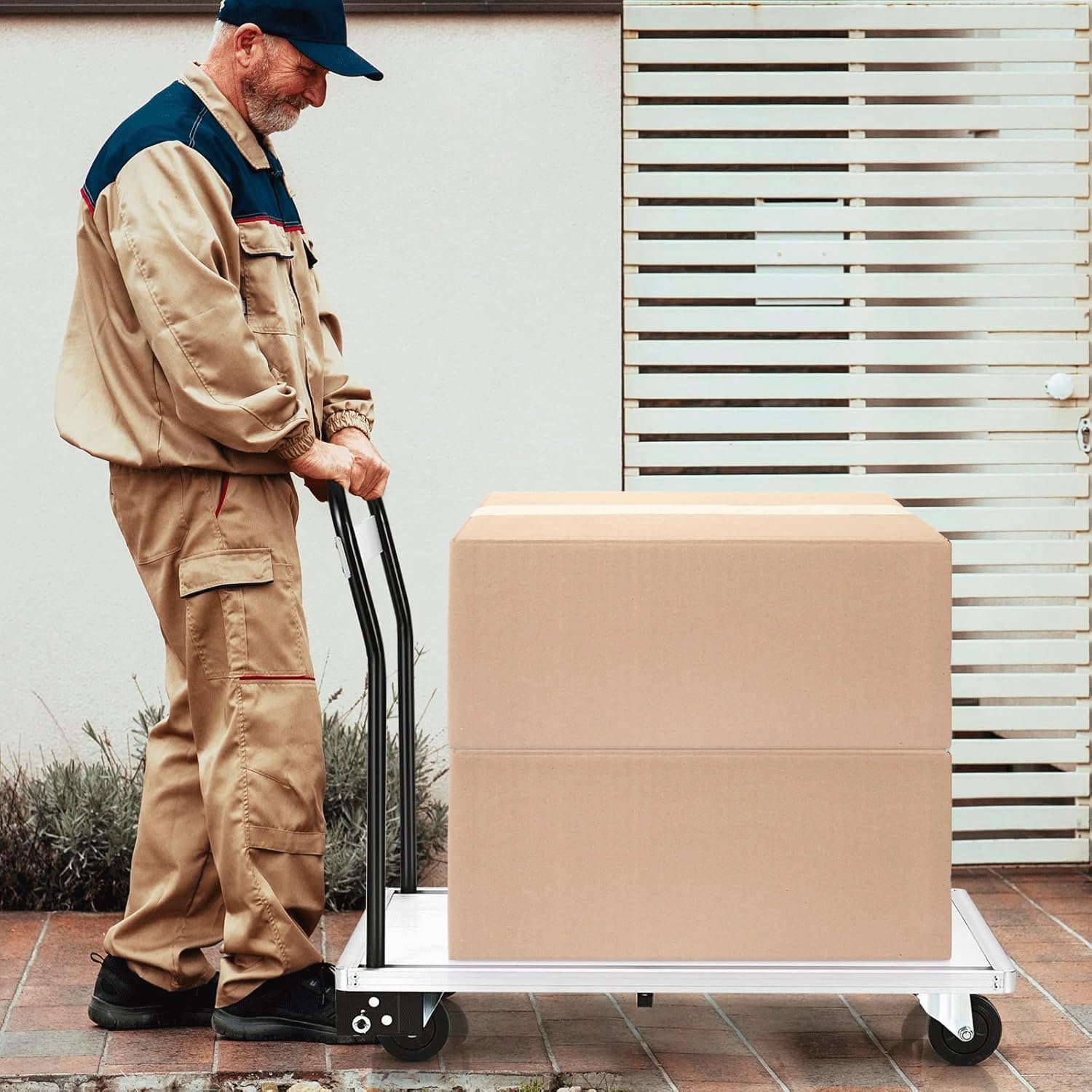 Wózek platformowy 90 x 60 cm, nośność 181 kg, 4 trwałe kółka, antypoślizgowa powierzchnia, idealny do domu, magazynu i transportu bagażu