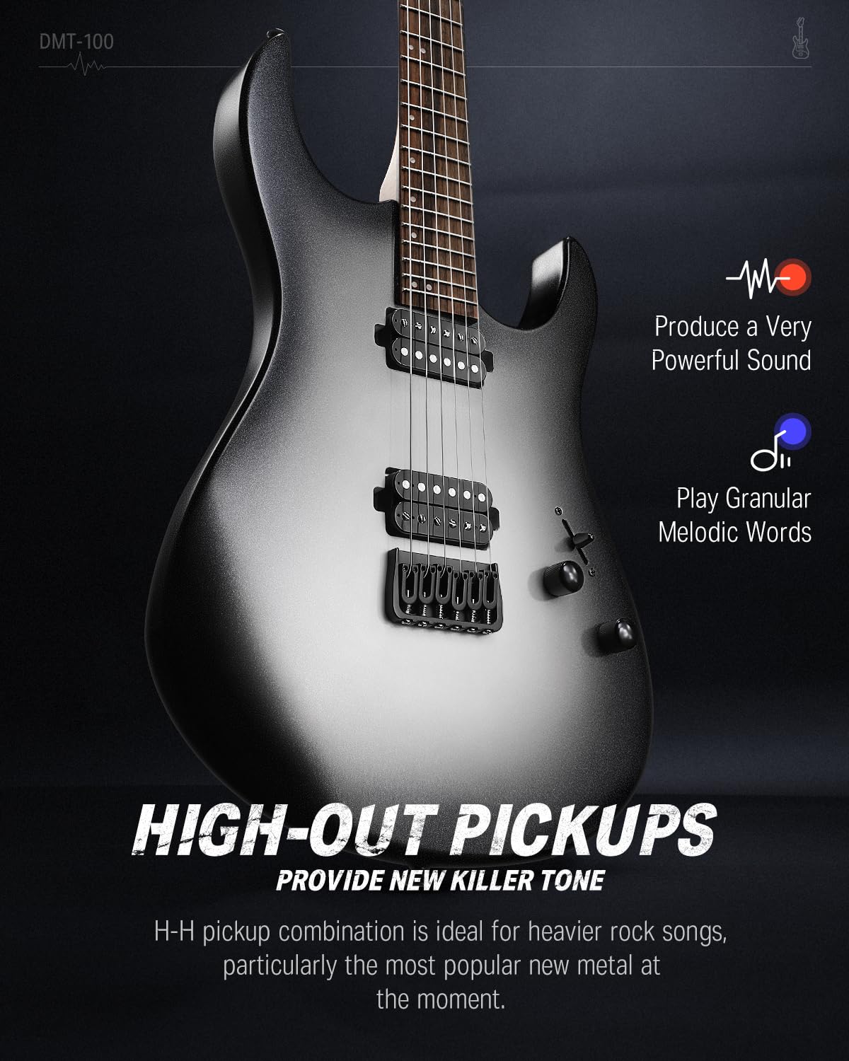 Donner Solid Body E-Gitarre, 39 Zoll Metall E-Gitarre Anfänger Kits mit Tasche, Saiten, Gurt, Kabel, Saitendämpfer für Rockmusikliebhaber, DMT-100 (Gradient Black)