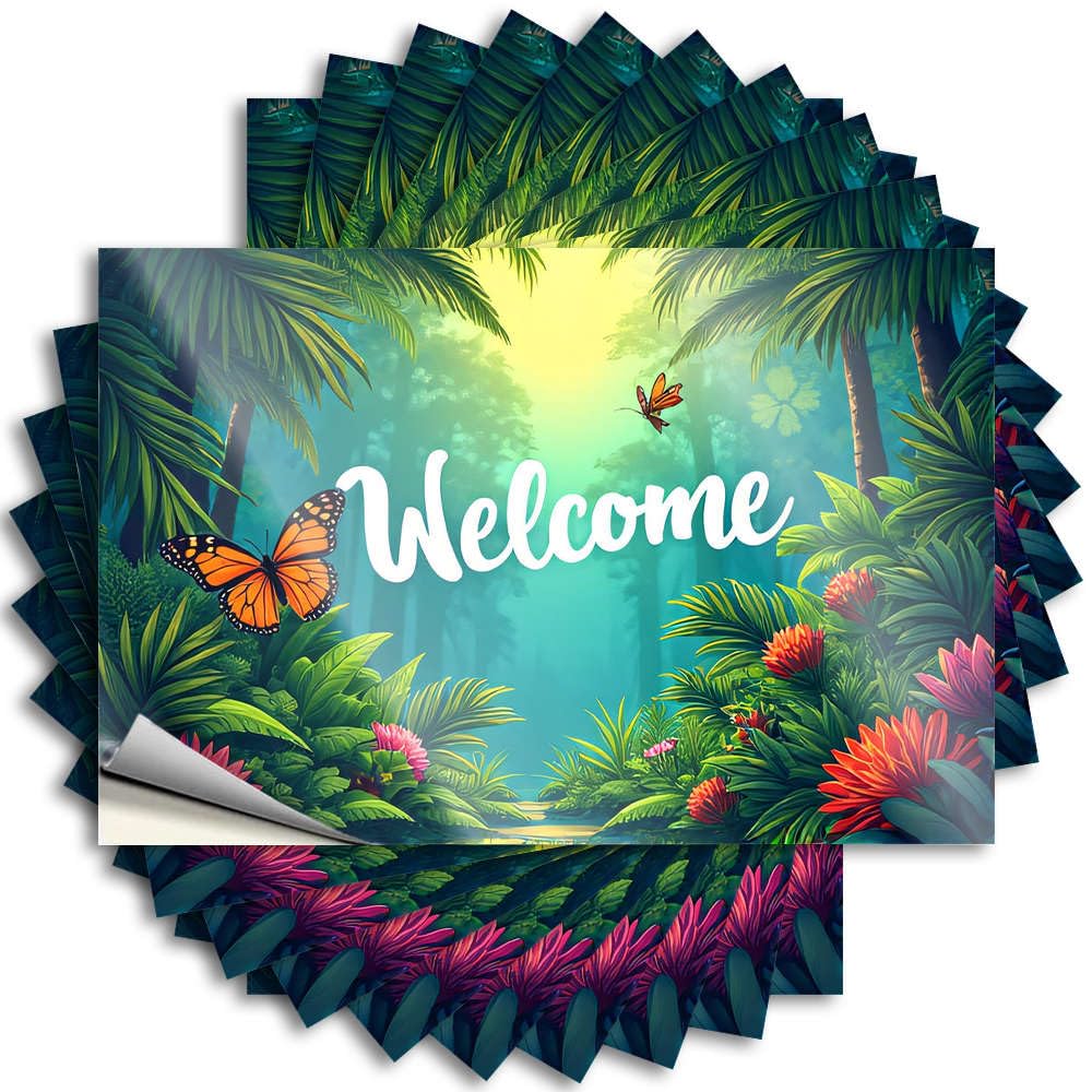 Decals Funny Office Decor Math Motivational Bottle A Vibrant Tropical Scene with Butterflies - Scratch Resistant Stickers(6X9CM)