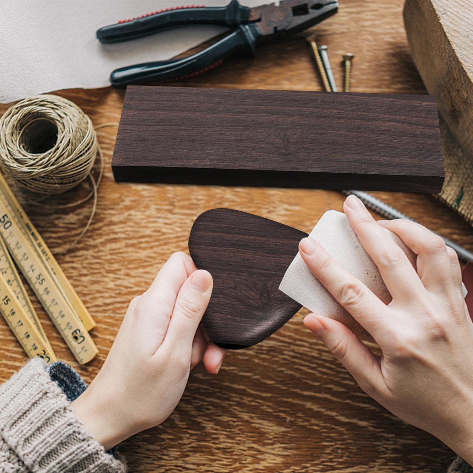 Legno Di Ebano Per Fai Da Te - Blocco 12x4x1cm, Per Intaglio E Progetti Artigianali - Foto 4