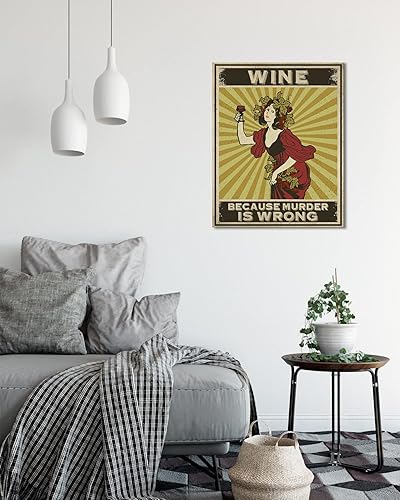 Miniatura 5 de Wine Because Murder Is Wrong Room Decor - Retro Wall Decor for Kitchen Bathroom Bedroom - Funny Wall Art Gift for Women Men - 32x40 ready to hang