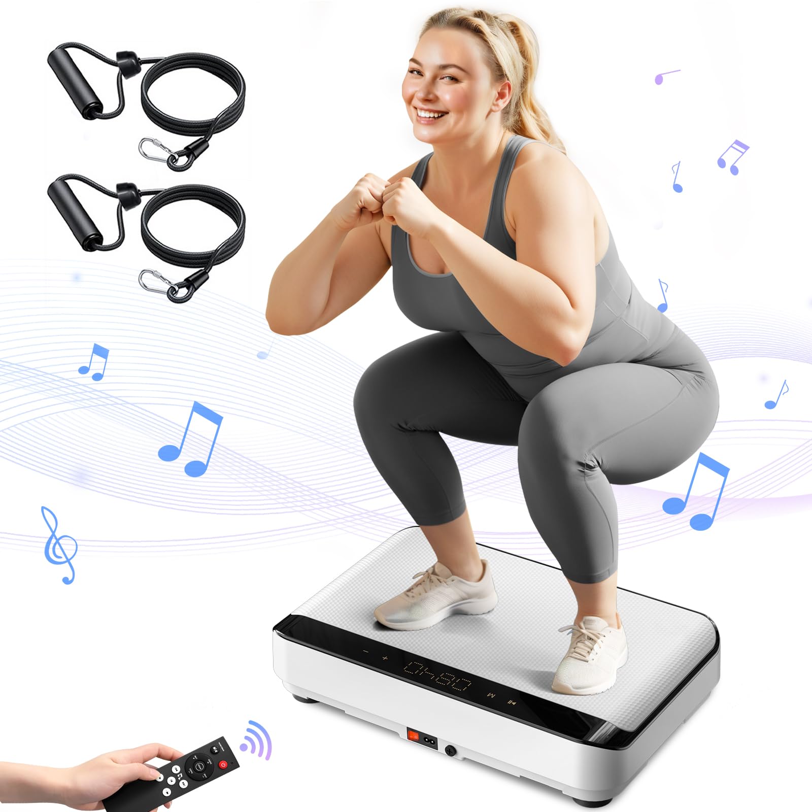 Vibration Plate Exercise Machine | with Bluetooth for Lymphatic Drainage | 400lbs Capacity with 9 Preset Modes & 99 Speed | Home Gym Equipment for Whole Body Vibrating Workout | Weight Loss & Toning