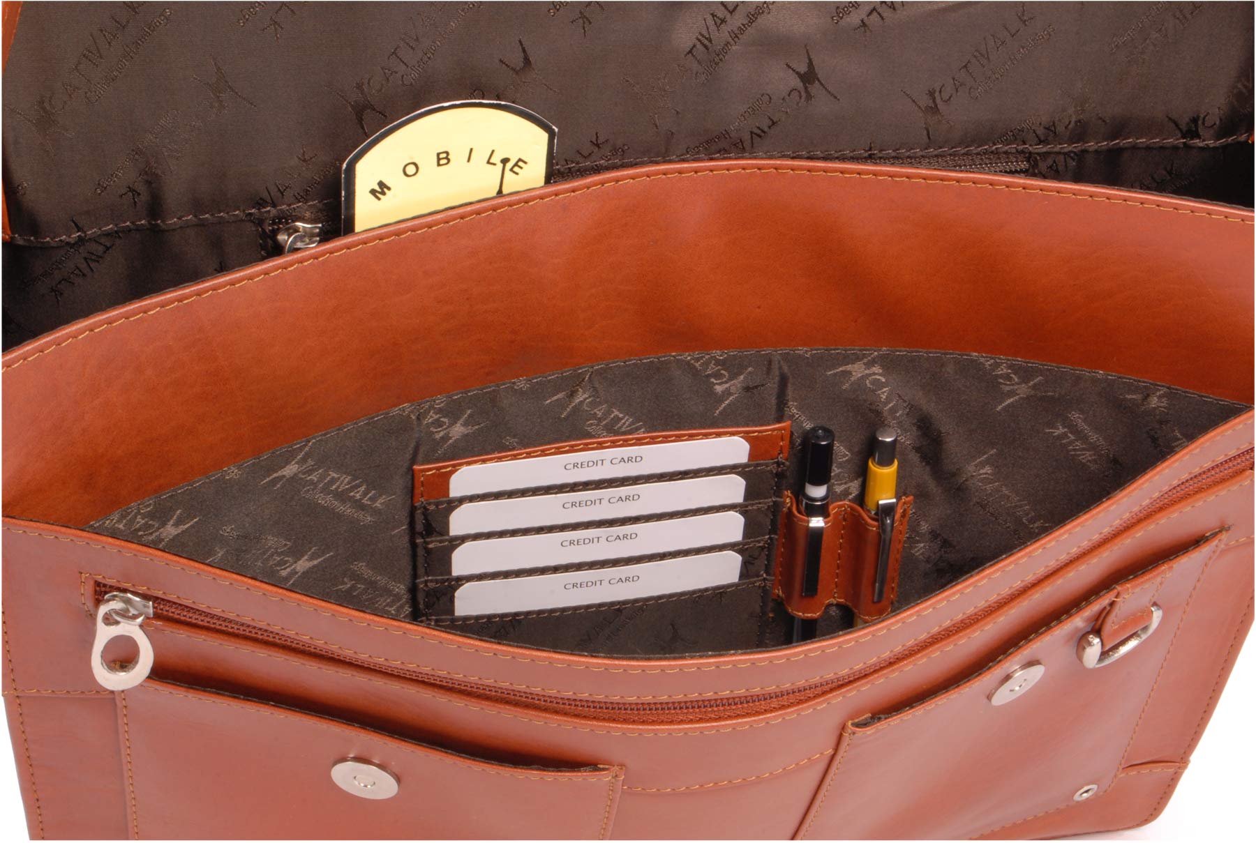 Catwalk Collection Handbags - Grande Borsa Messenger Pelle - Borsa a Tracolla per Laptop 15.6 Pollici - A4 Cartella Ufficio Donna - Apprentice