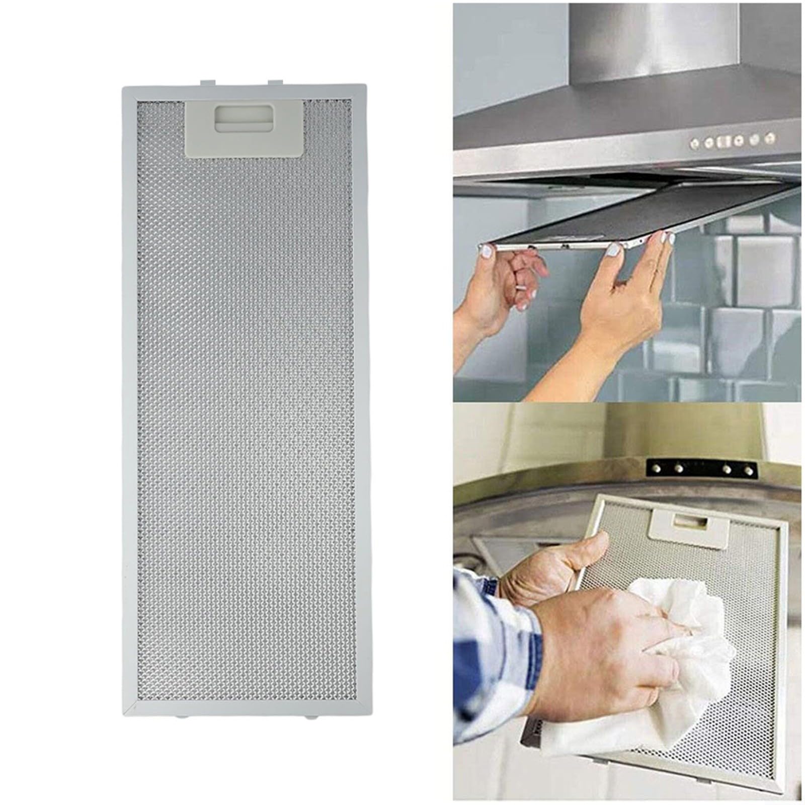 Metalowy filtr przeciwtłuszczowy do okapu kuchenne Filtr do okapu kuchennego metalowy, srebrny Filtr do okapu kuchennego metalowy siatkowy filtr wyciągowy 399 x 182 x 9 mm(2 pieces.)