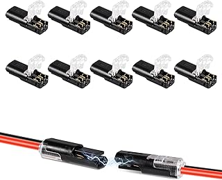 10pcs Double-Wire Plug-in Connector, Pluggable Led Wire Connectors with Locking Buckle Fast Connect Low Voltage Wire Connectors