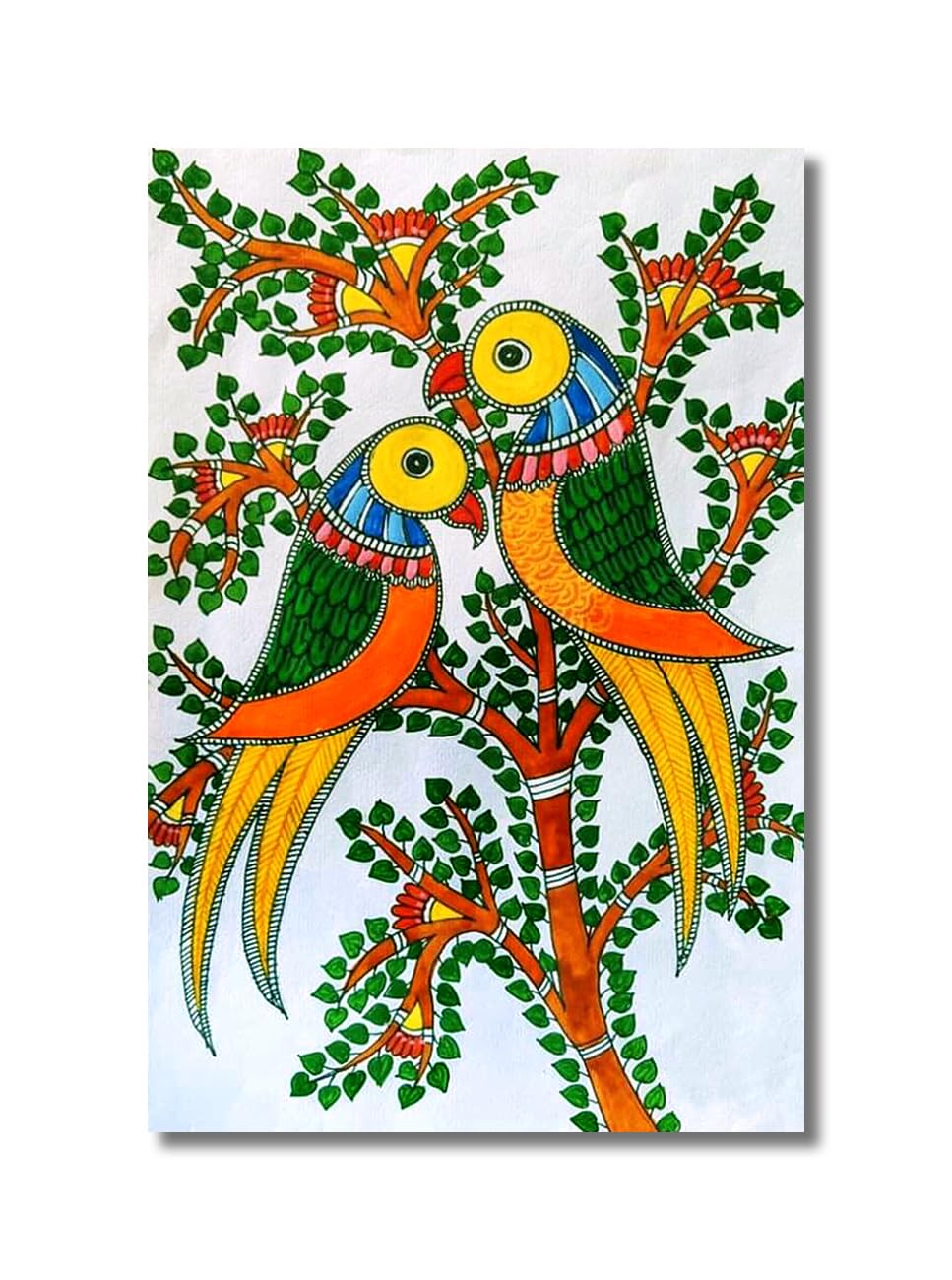 Sikhash Traditional Art Canvas Paintings, Rajasthani Art, Indian Art, Kalamkari Art, Madhubani Art, Wall Art, Canvas painting for Living Room, Wall Décor, Unframed, Fabric, Size - 12 X 8 inches. w3