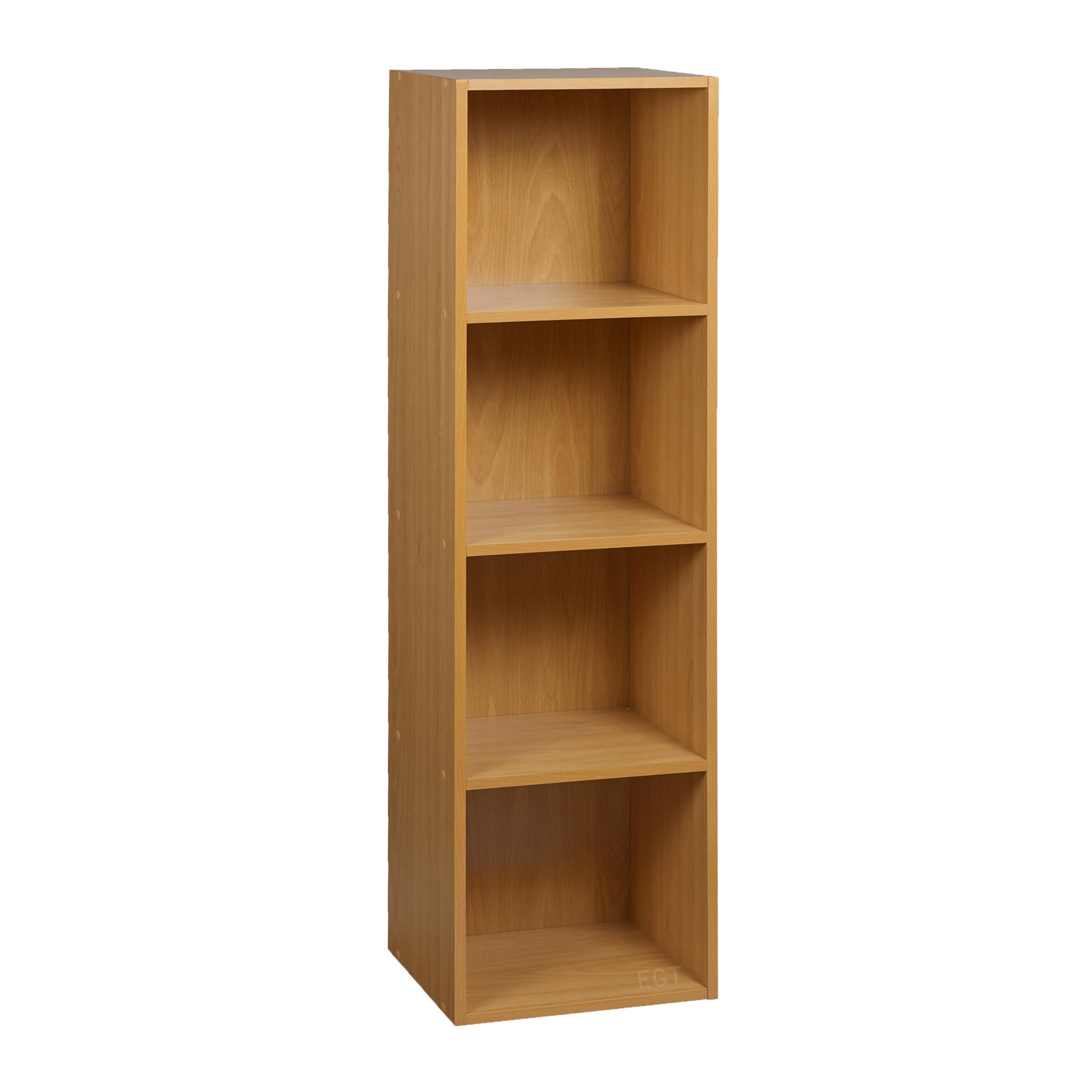URBNLIVING 1, 2, 3, 4 Tier Wooden Shelving Bookcase Storage Wood Shelf Unit (4 Tier, Beech)