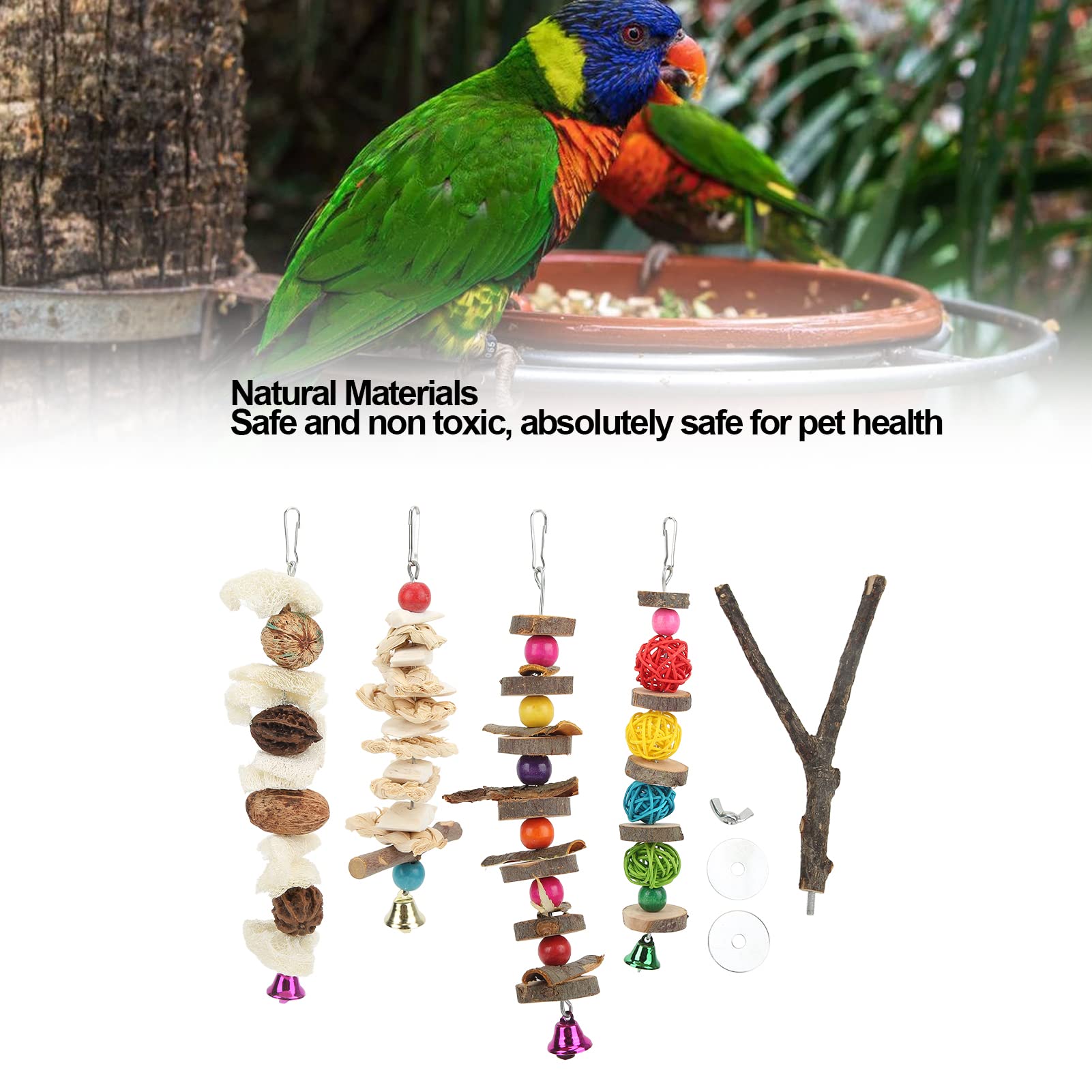 Columpio para loros, juguete con soporte para loros, multicolor, alivia el aburrimiento para el gris africano para calopsitte para guacamayos