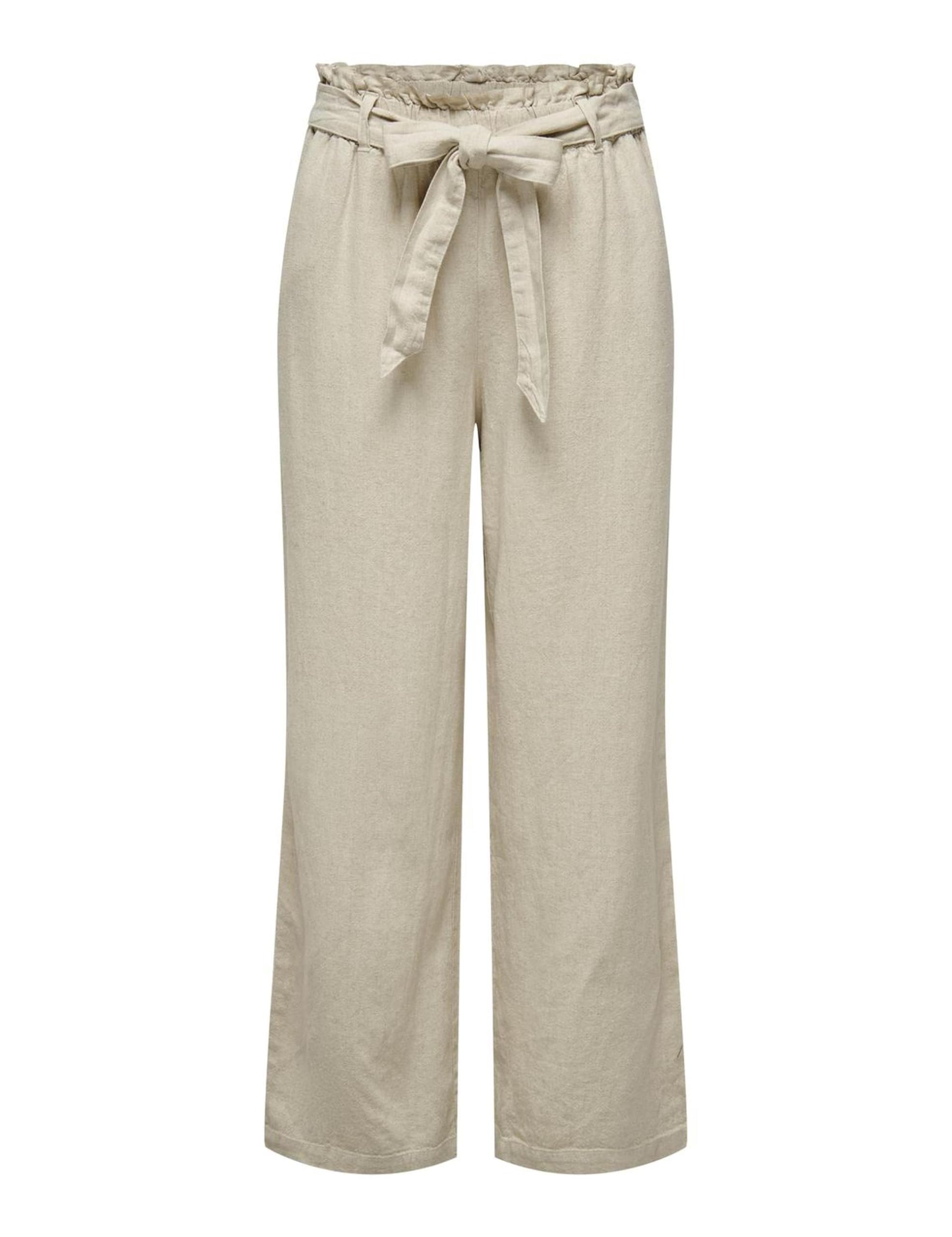 JdY Women's Jdysay Mw Linen Belt Pant WVN Noos Linen Trousers, Oatmeal/Detail: Melange., 12