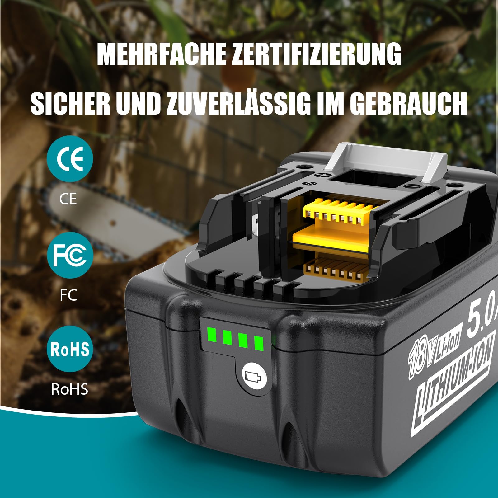 5000mAh Ersatzakku für Makita Akku 18V: Kompatibel mit BL1850B BL1860B