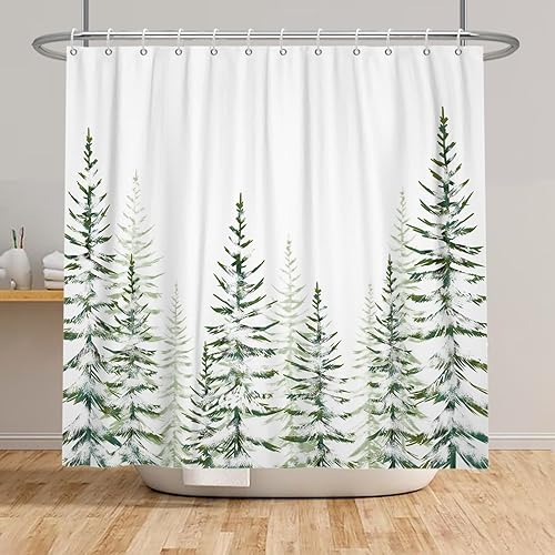 Miniatura 9 de Cortina de ducha con copos de nieve, cortinas de ducha rojas de Navidad, juego de cortinas de ducha para baño, 72 x 72 pulgadas con 12 ganchos