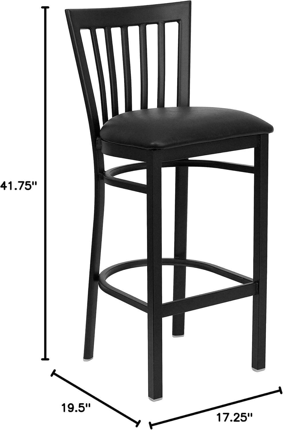Flash Furniture HERCULES Series Black School House Back Metal Restaurant Barstool - Mahogany Wood Seat