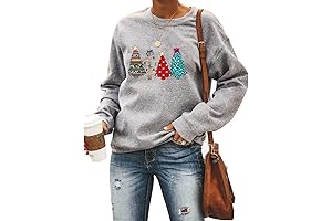 Women's Ugly Christmas Graphic Tunic Sweatshirts Fleece Fuzzy Crewneck Long Sleeve Tops