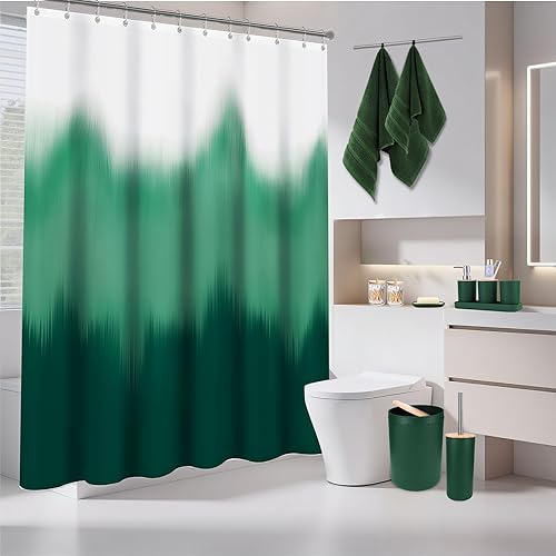 Vista 94 de iMucci Accesorios de baño, juego de baño negro con cortina de ducha y alfombra, cortina de ducha impermeable con alfombra ultra absorbente, juego