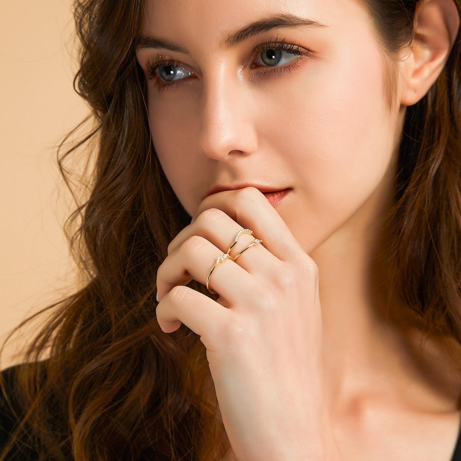 Mameloly 1.5mm 925 Sterling Silver 14K Gold Plated CZ Wedding Bands for Women Dainty Stackable Cubic Zirconia Engagement Rings for Her Size 3-12 - Image 5