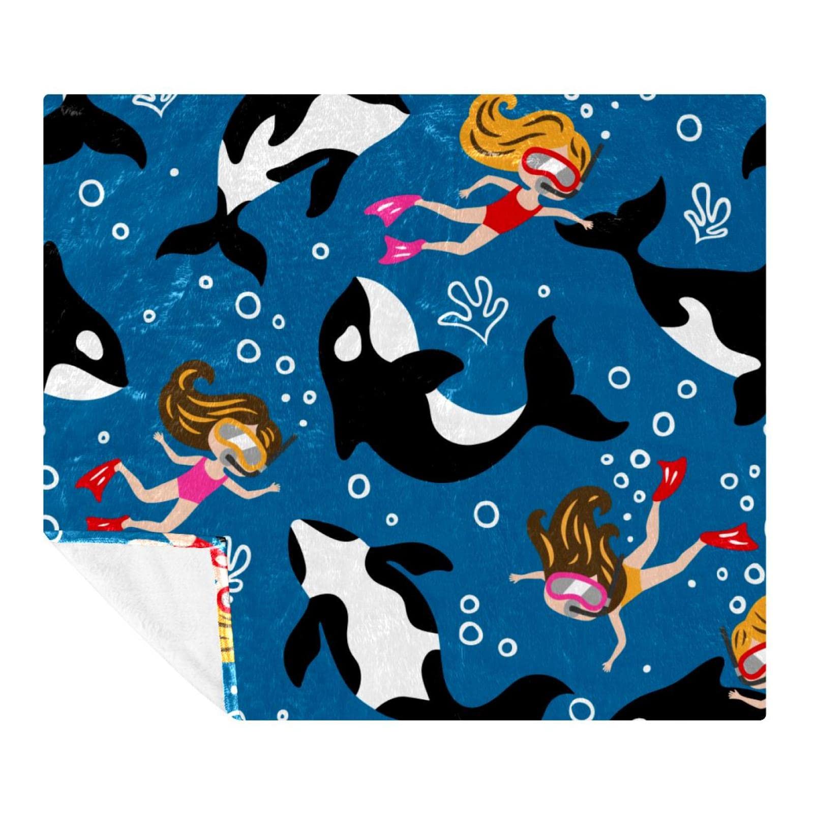 Couverture polaire décorative motif baleine pour sublimer le sol et le lit