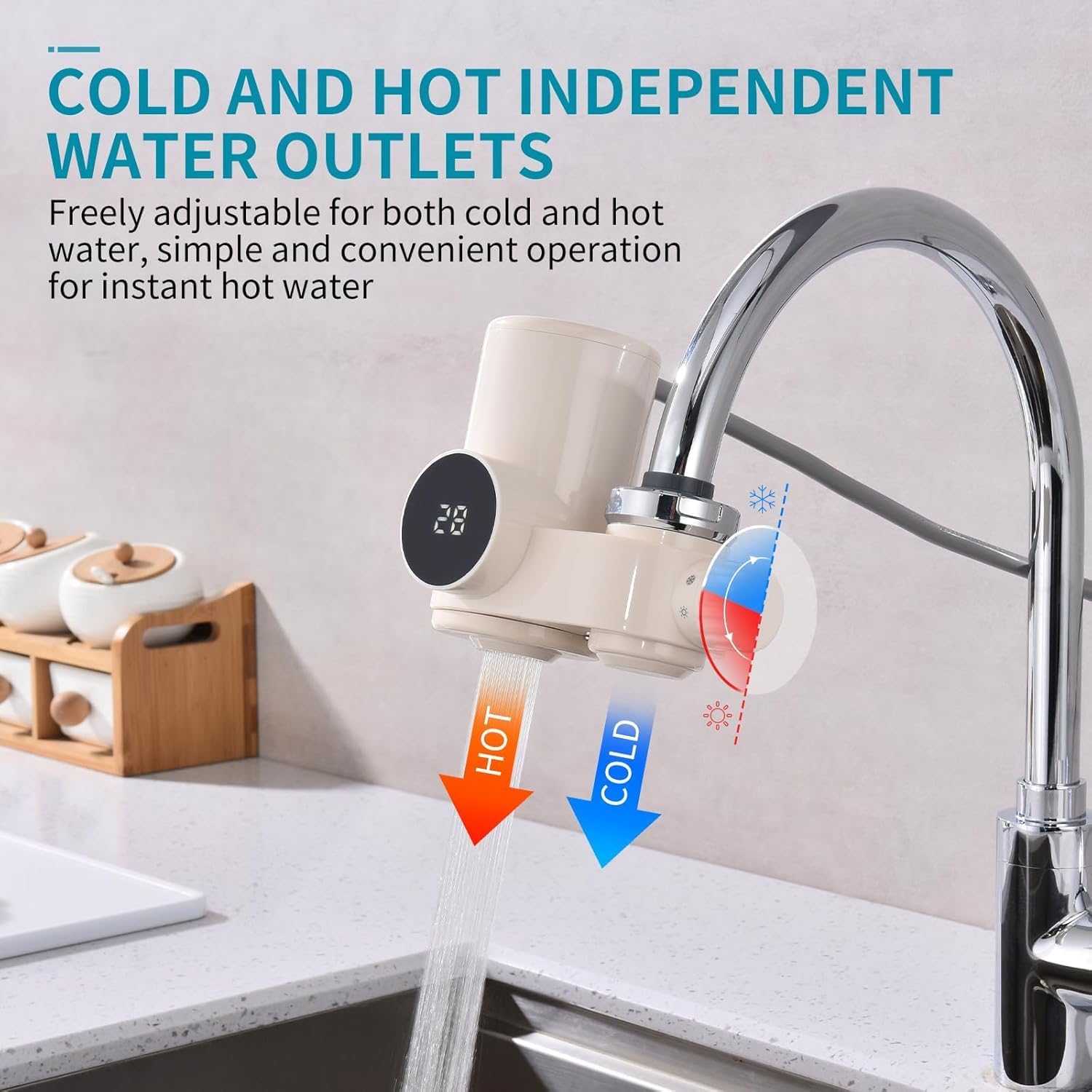 Scaldabagno Istantaneo Da Lavello - Riscaldamento Rapido Con Display LED, 3000W - Foto 8