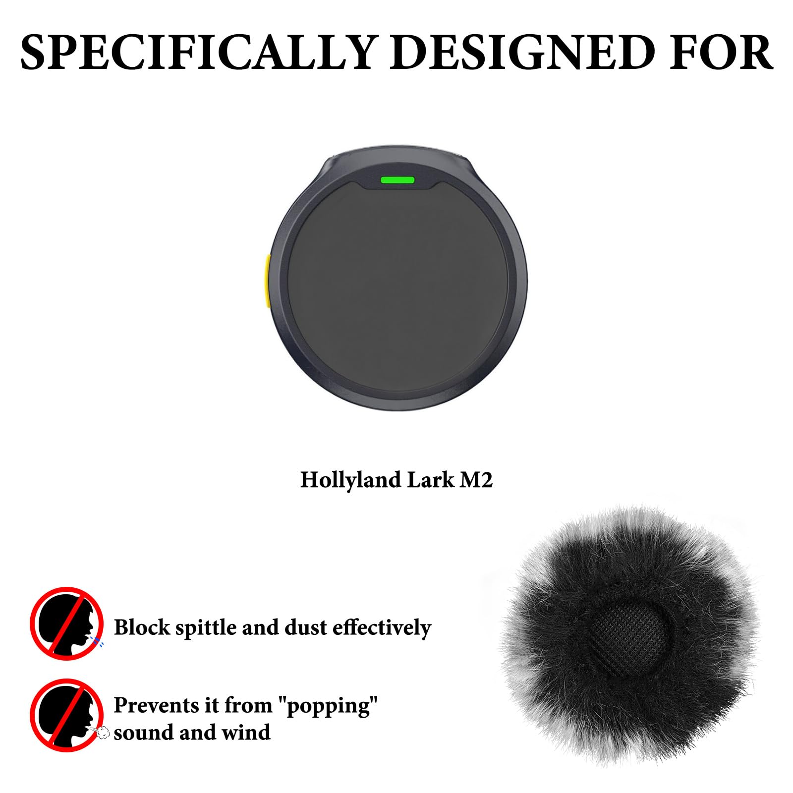 Geekria for Creators Furry Windscreen Compatible with Hollyland Lark M2 Wireless Mic, Mic DeadCat Wind Cover Muff - Image 2