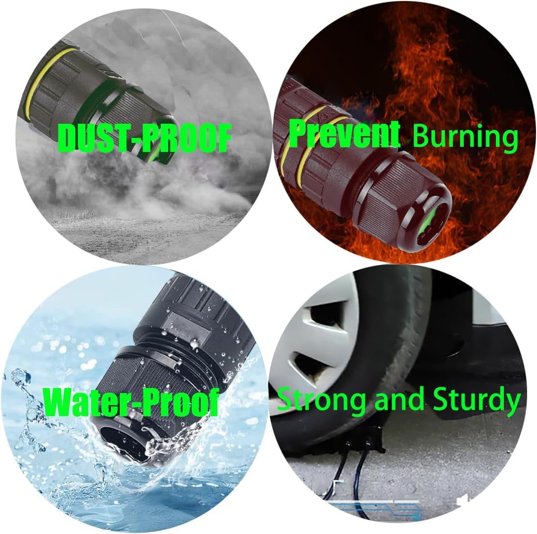 IP68 Waterproof 2 Way 4 Pin Junction Box Electrical Cable Connector,5 Pack 24A 400V M20 Wire Range(5-9mm) Used for Outdoor Rapid Maintenance Expansion and Extension of Cable Connectors