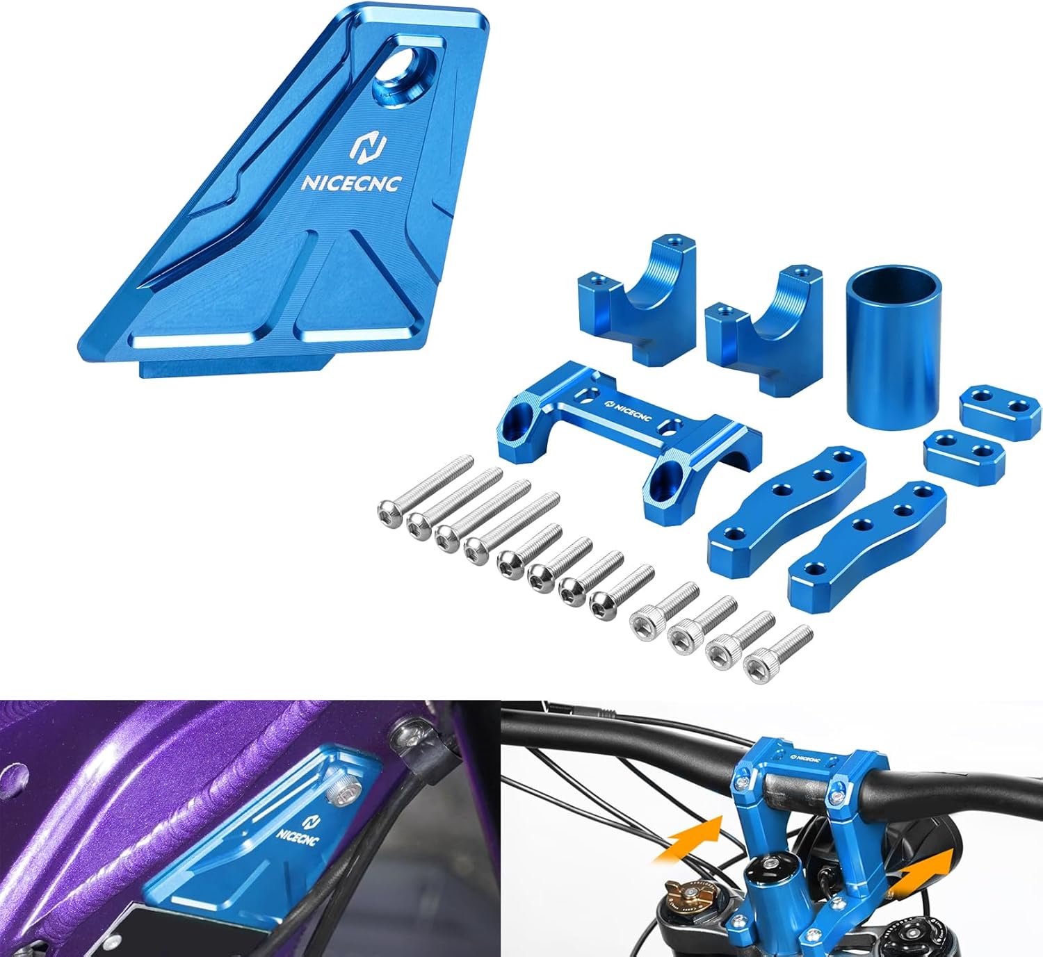 NICECNC Horn Cover Gap Cover & 20/30 MM Riser Front Handlebar Compatible with Segway X160 X260, Compatible with Surron Light bee X/S/ L1E, See Fitment