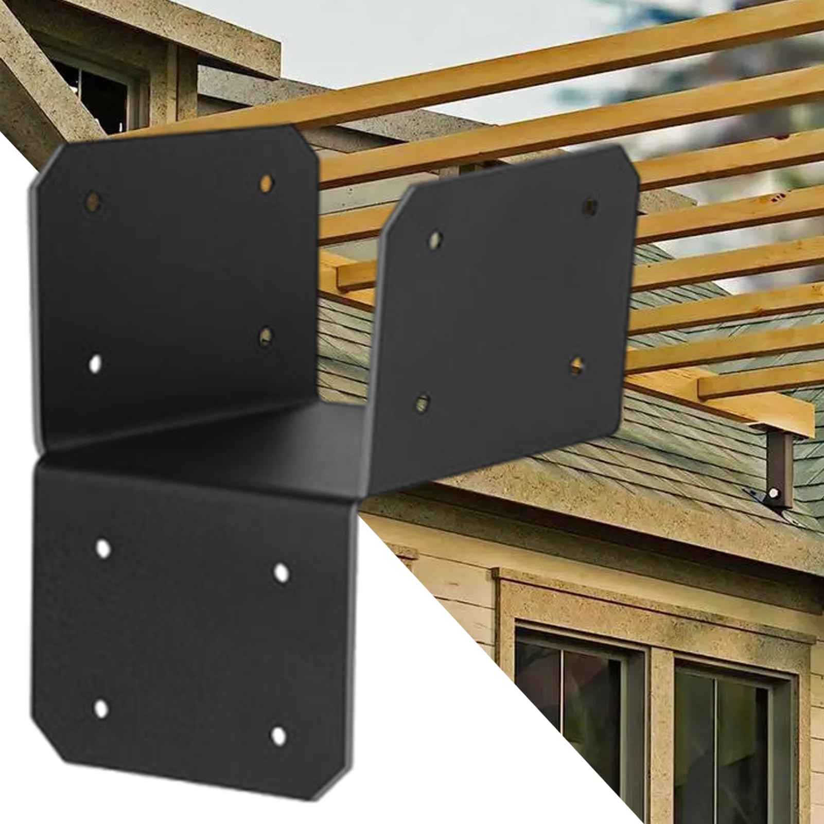 Uchwyty Słupowe 10x10 cm do Drewna 4 Sztuki Stalowe Konsole Mocujące Krokwi | Łącznik Belki O Podwyższonej Nośności Do Domków Letniskowych Wiat Tarasów