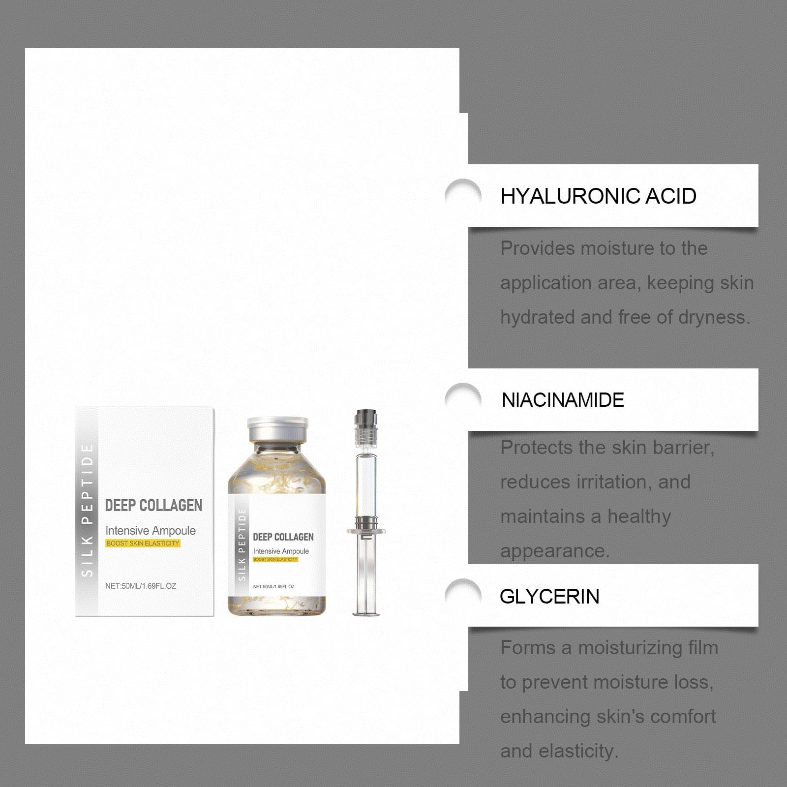 Fiala lifting intensiva ai peptidi di seta, sieri per rassodamento e lifting del viso con fiale lifting intensive ai peptidi di seta al collagene profondo, siero viso anti-età,2PCS