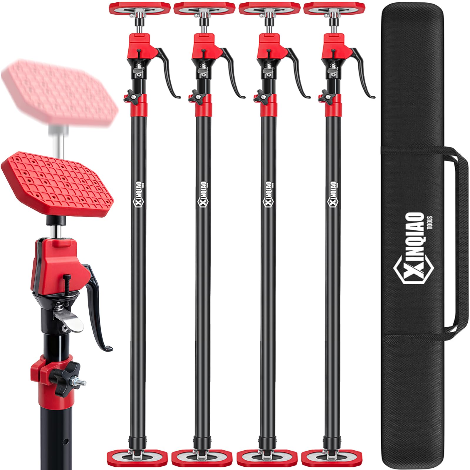 XINQIAO Cabinet Jacks for Installing Cabinets, Heavy Duty Third Hand Tools Adjustable Support Pole from 49.2 in to 114.2 in, 4 PCS