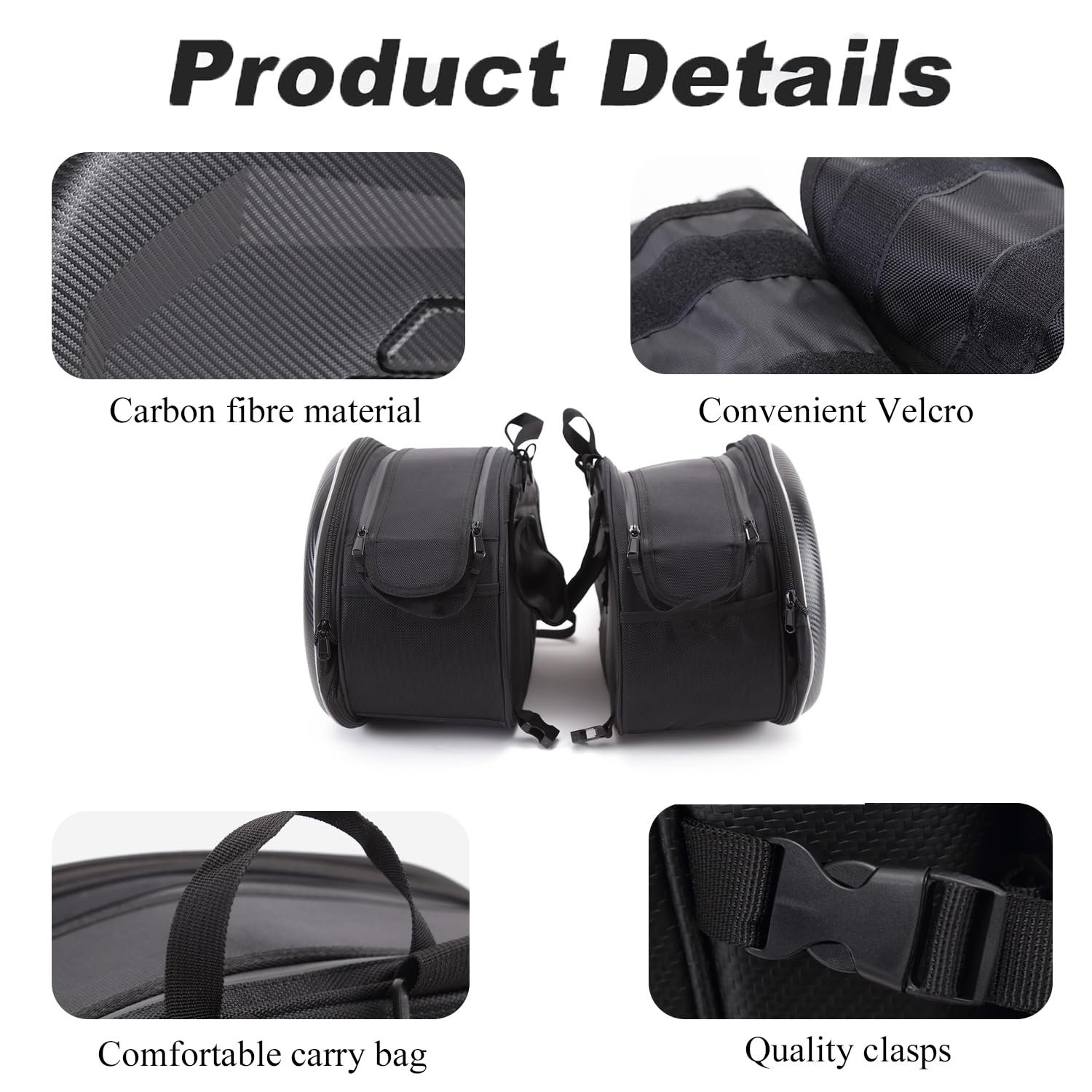 Maletas para Moto,36L-58L,Impermeable,Pareja Bolsas Side Capacidad Ampliable,Negro