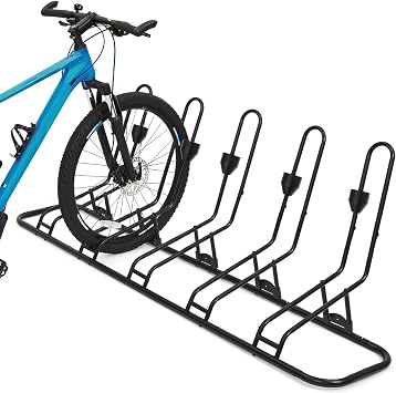 Floor Bike Stand for 5 Bikes, Safeguard Disc Brakes & Derailleurs, Garage