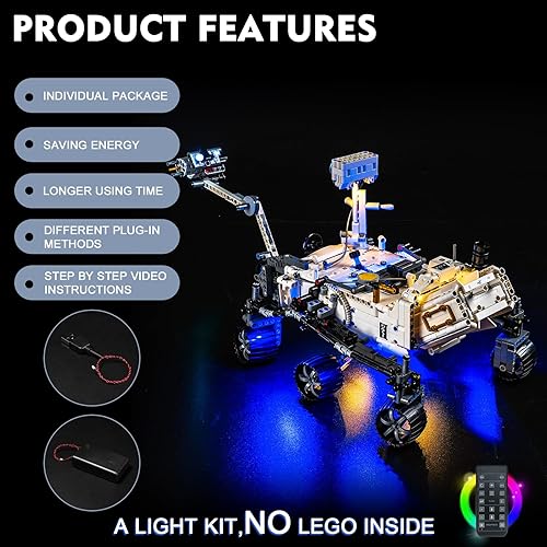 Miniatura 10 de BrickBling Kit de luces LED para Lego Technic NASA Mars Rover Perseverance 42158 (sin modelo), luces creativas compatibles con Lego Mars Rover, gran