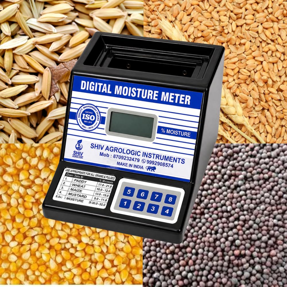 SHIV AGROLOGIC INSTRUMENTS Digital Grain Moisture Meter, Battery Operated, LCD Display, for Paddy, Wheat, Maize, Mustarad. Portable digital moisture meter Black-image-45