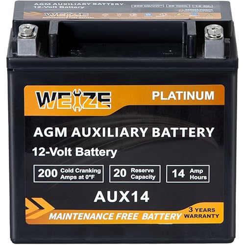 Weize Platinum AGM AUX14 Auxiliary Battery, BCI Group 400, 200CCA, 36 Months Warranty