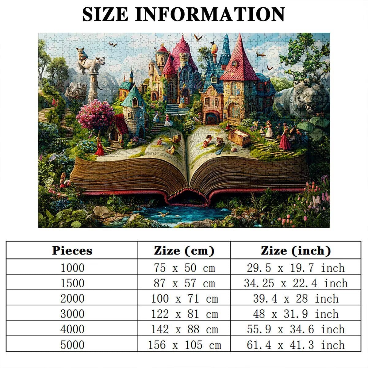 Puzzle 5000 sztuk zamek dla dorosłych, puzzle drewniane książki dla dorosłych, wymagające drewniane łamigłówki, rodzinne gry edukacyjne, łamigłówki z pudełkiem na prezenty dekoracje do domu, prezent