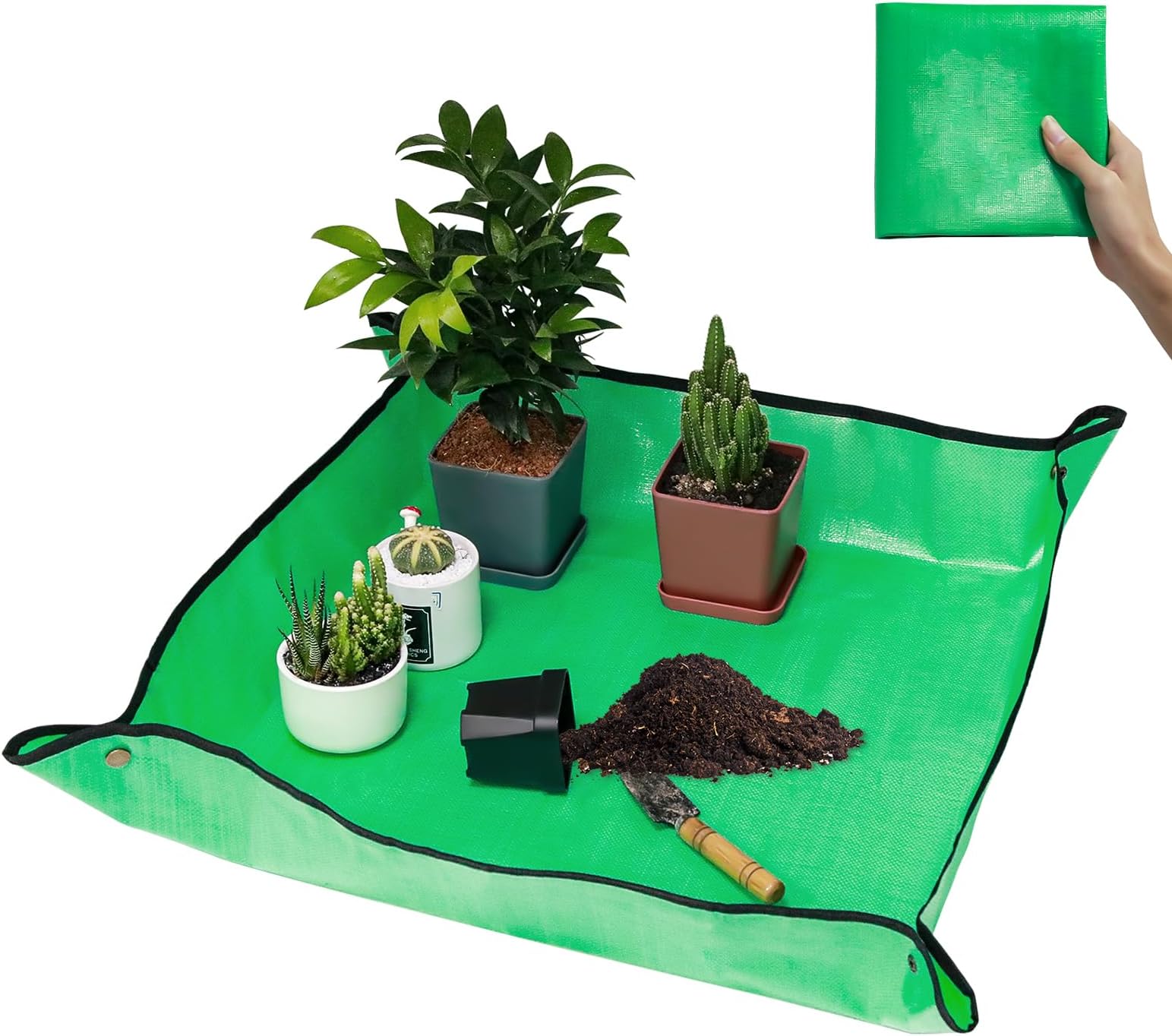 VinYankee Repotting Mat for Potting Soil Mess Control, 26.8" x 26.8" Waterproof Plant Potting Mat, Succulent Orchid Potting Tray for Plant Pots, Gardening Gifts Bonsai Tools