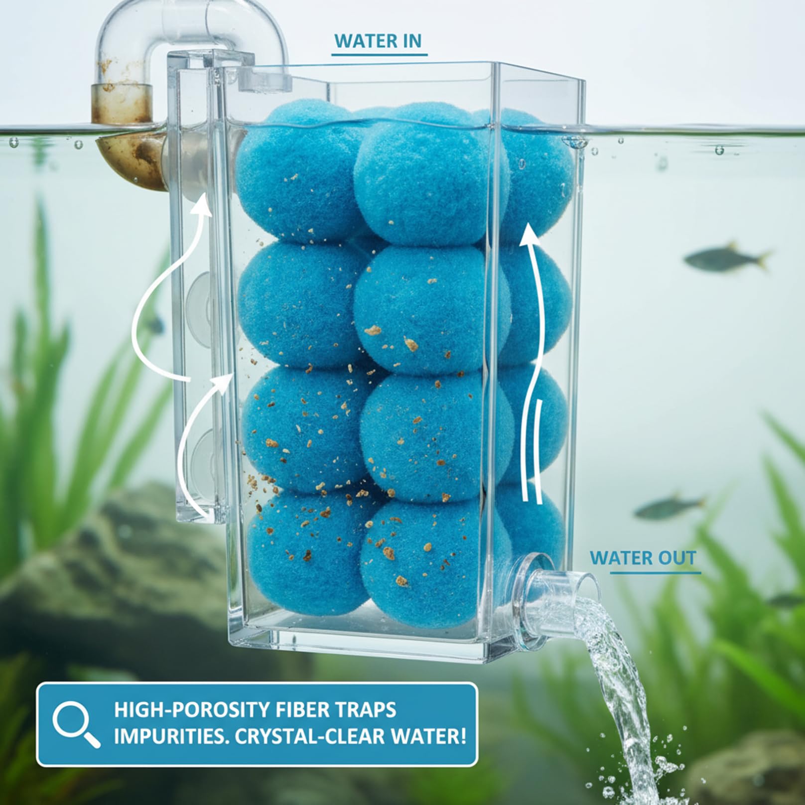 Bolas de Filtro para Piscina de 2 kg (4, 6 lbs) Material filtrante Reutilizable para Piscinas y acuarios. Bolas de Fibra de poliéster para Mejorar la claridad del Agua.