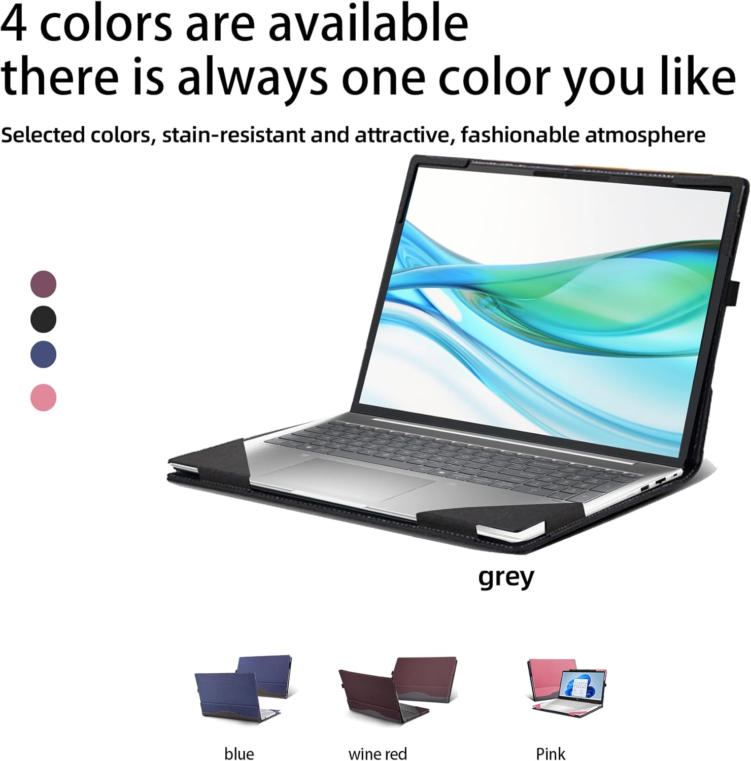 Laptop Case for HP ProBook 460G11 I 465G11 16inch Notebook [Note Other Models] All Inclusive Drop Case PU Leather Protective Bag Detachable Shell (Blue)