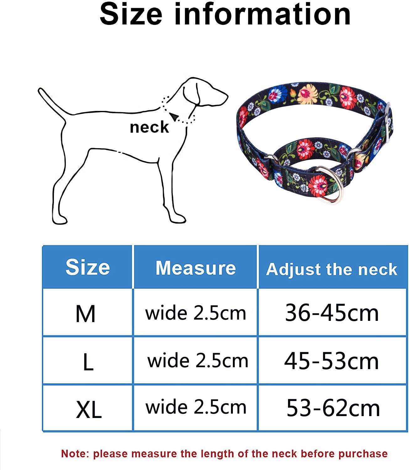 haoyueer Heavy Duty Nylon Adjustable Martingale Dog Collar for Walking Training Boy and Girl Dogs (M:36-45CM, flower butterfly) - Image 2