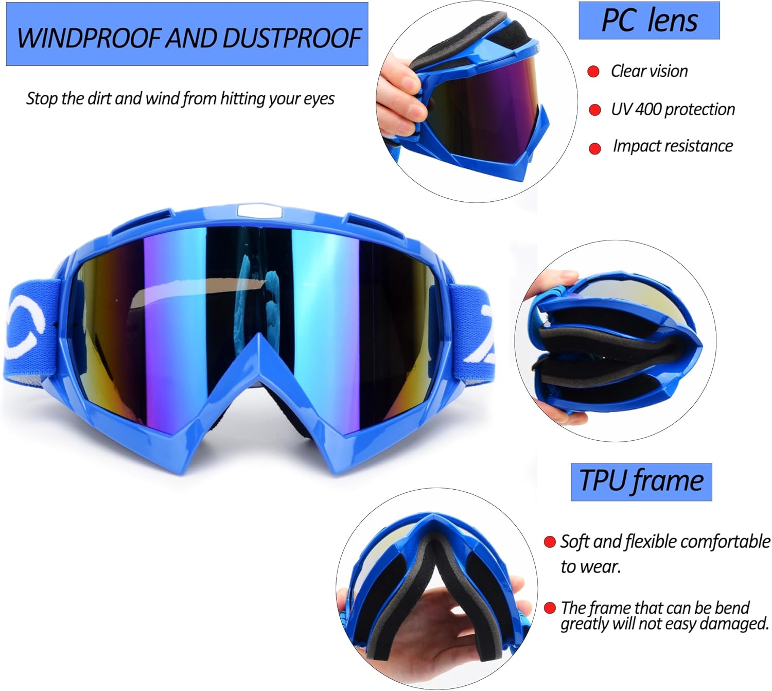 ATV Goggles with Balaclava face Mask for Men Women and Youth, Dirt Bike Motorcycle Motocross Riding Ski Goggles - Image 6