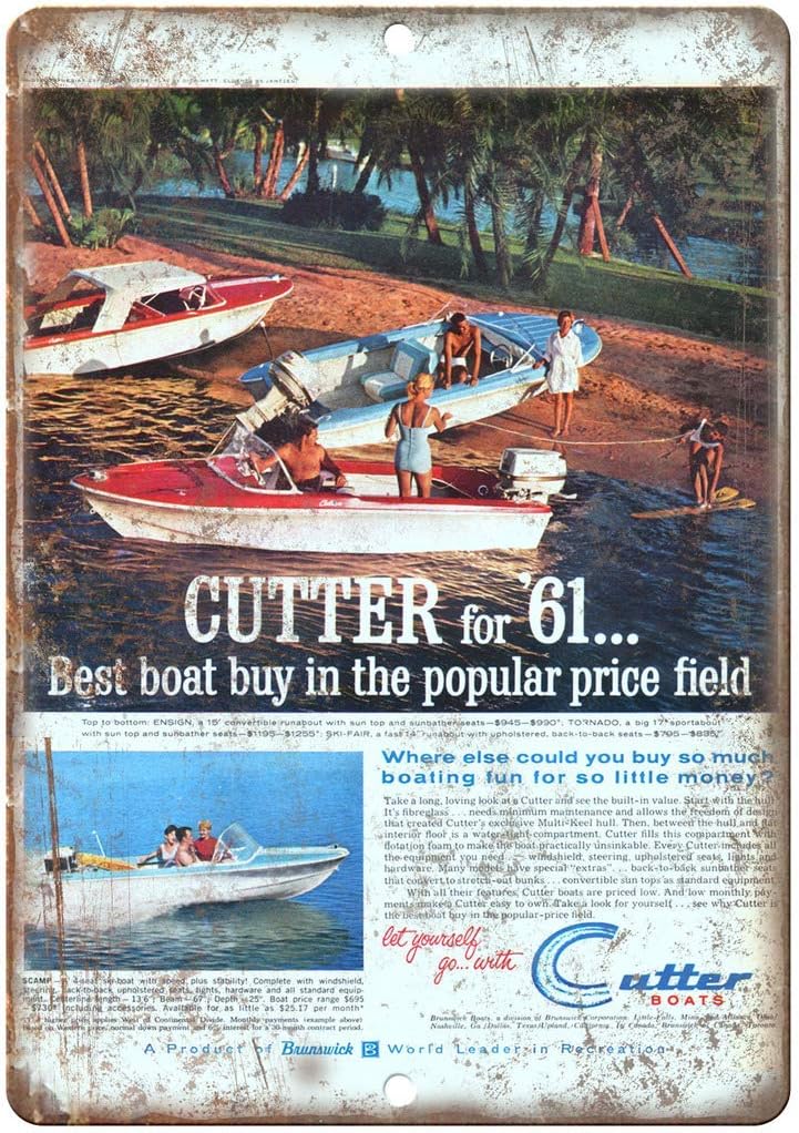 Great Tin Sign Aluminum,16x12inches,61 Cutter Boat Metal