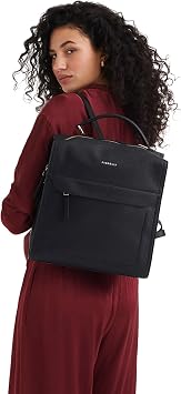 Fiorelli Women's Isla Large Backpack, Stylish Backpack with Adjustable Straps & Pockets, Black Faux Leather | Stylish Backpack with Adjustable Straps & Pockets, Faux Leather