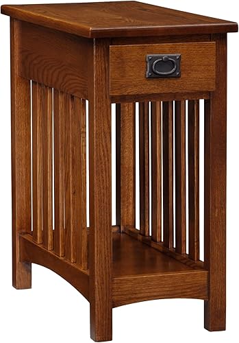 Miniatura 79 de Haven Ridge - Mesa auxiliar estrecha, mesa auxiliar de madera maciza con cajón y estante, color blanco granja, perfecta para salas de estar, blanco