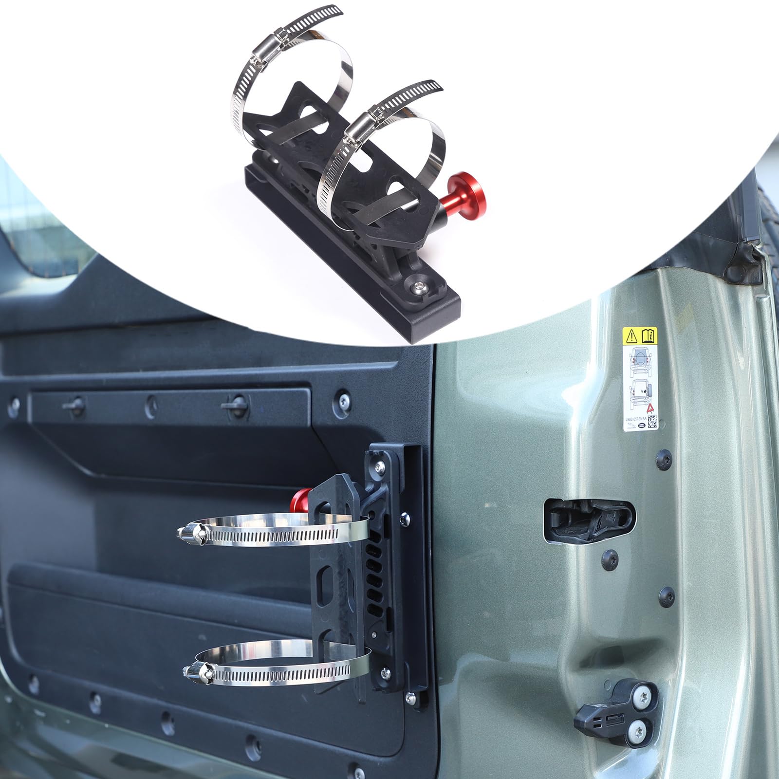 PIUGILH Tailgate Fire Extinguisher Mount Bracket Compatible with Land Rover Defender 2020-2023, Adjustable Roll Bar Fire Extinguisher Mount Holder, Aluminum, Quick Release