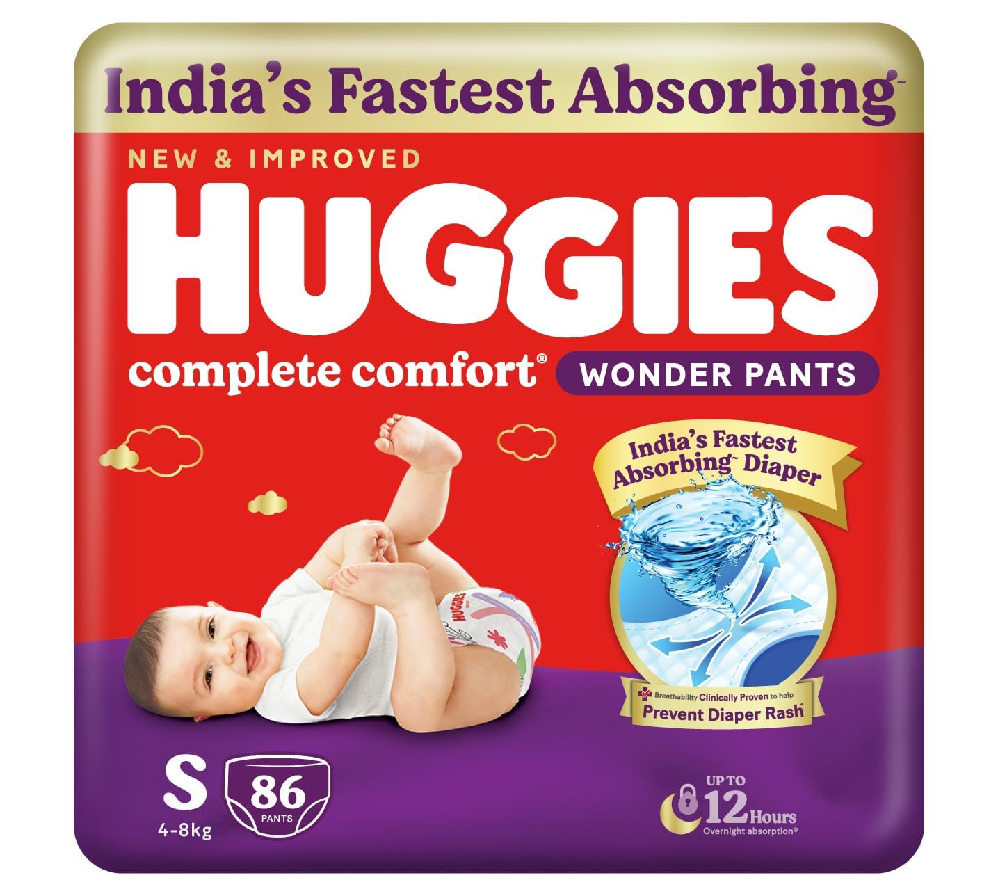Huggies Wonder Pants Small (S) 86 Count – Bubble Bed Diapers ₹657