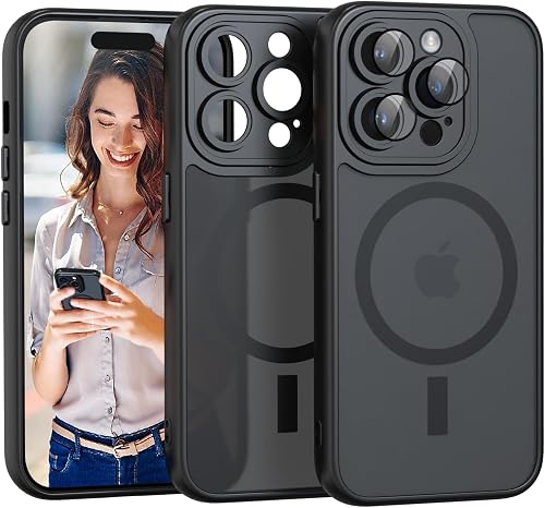 Nupcknn Funda Magnética para iPhone 15 Pro con Magsafe, Carga Inalámbrica, Protección Total de Cámara, Antigolpes y Translúcido Mate Antiarañazos Carcasa